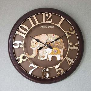 넘버링 우드 벽시계 (파인보석 코끼리 골드)