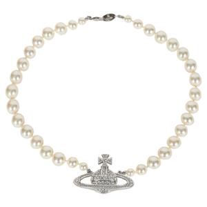 비비안웨스트우드 25SS 여성 원 로우 펄 바스 릴리프 초커 실버 63010106 02P104