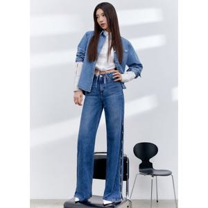 [게스]여성 아웃심 진주 트임 와이드 청바지 YP1D6015