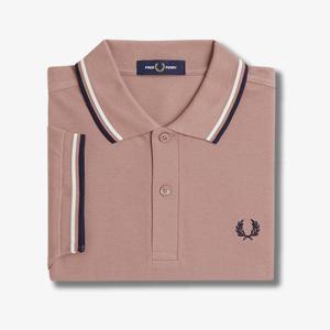 [M3600] 트윈 팁 프레드페리 셔츠  - 다크 핑크/에크루/네이비 AFPM2513600-Y34