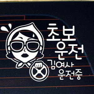 자동차 초보운전 아기스티커_초보운전 김여사 운전중