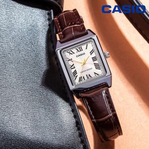 카시오 사각 스퀘어 탱크 로마자 LTP-V007L-9B 여성 가죽시계