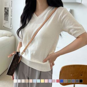 루나프 브이넥 캐시 반팔 니트 SD-220818