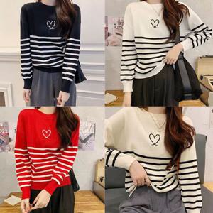 여성 스트라이프 하트 긴팔티 LJM-089