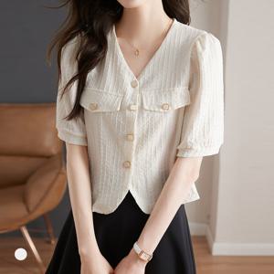 [카라]KARRA 샴페인로즈버튼블라우스_A5S0673