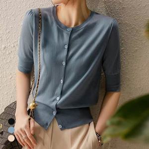 [카라]KARRA 플레인셔링반팔니트가디건_A5S0675