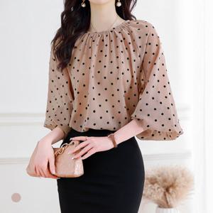 [클라셰]클라셰 도트코코아레이디블라우스_B5S0587
