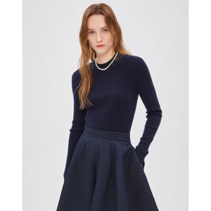 질스튜어트 뉴욕 여성 24FW 캐시미어 75% 네이비 골지 슬림핏 라운드넥 니트 JSSW4D830N2