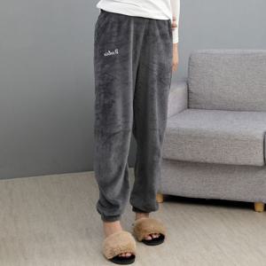 추운 겨울철 따스한 여성 수면 바지 플리스 그레이