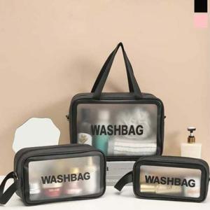 여행용워시백 PVC불투명여행세면파우치 (블랙3종세트)