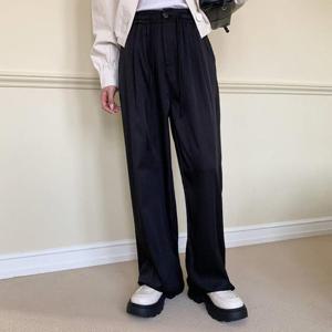 [다잇템]여자 스트랩 고무줄 넓은 핀턱 롱 슬랙스