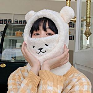 귀여운 레빗 토끼 전체 퍼 안감 따스한 방한 모자