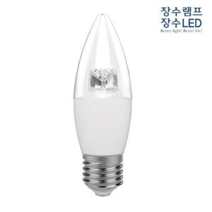 장수램프 투명 LED 촛대구 5W 전구색 E26 캔들다