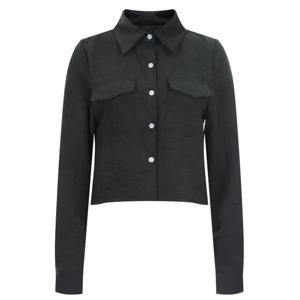 샵앤) 여성 카라넥 앞포켓 데일리 캐주얼 크롭 블라우스 셔츠 NARU-WBL-20356-블랙