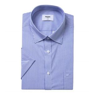 [레노마(셔츠)][롯데 청량리점] 면혼방 런던 스트라이프 반소매 일반핏셔츠 RZUSG0044BU