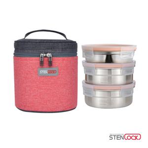 스텐락 퓨어 원형 도시락 3단 중