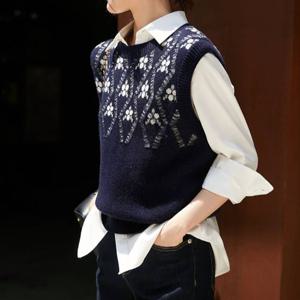 F006989_작은꽃 마름모 니트조끼 니트베스트