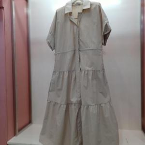 Latium HC06 A라인 캉캉 플레어 앞오픈 5부 주머니 카라 반팔 롱원피스 T2523op08B