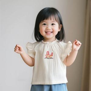 [조이멀티]프릴버섯 여아동 여름 나시 자수 블라우스 205776