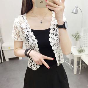 2컬러 자수 뜨개 미니 볼레로 MA8212