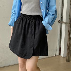 샵앤) 여성 편안한 허리밴딩 바스락 랩스커트 반바지 21DS-WPT-4392-블랙