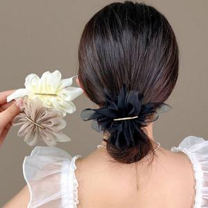 쉬폰 플라워 자동 헤어핀 X2개 (랜덤) 포인트 머리핀