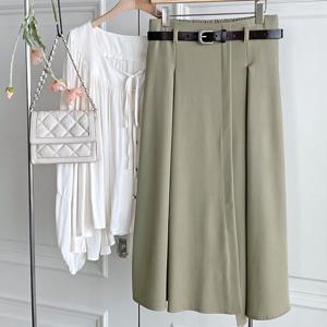 샵앤) 여성 밴딩 언발 핀턱 H라인 롱 스커트 DGB-WSK-4323-카키