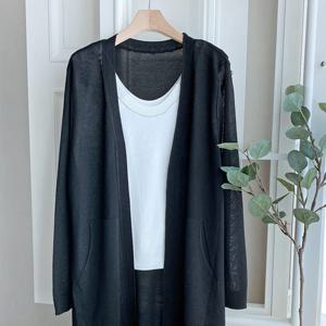 샵앤) 여성 오픈 포켓 얇은 롱 니트 가디건 DGB-WCD-4310-블랙