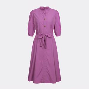 [캐리스노트]24년 봄 여름 데일리룩 소매 볼륨 벨티드 원피스 그레이 마젠타 CN4MOP001-GB