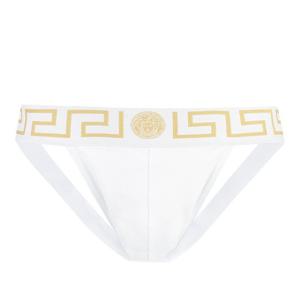 베르사체 화이트 스트레치 코튼 조크스트랩 브리프 AUU01017A23