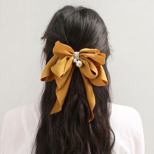 (엔젤슈슈)나비 진주 자동 헤어핀(옐로우) 꼬리헤어핀