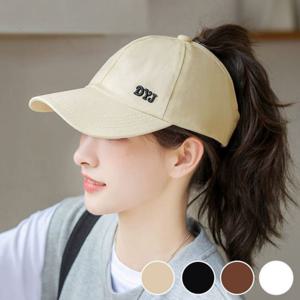 여성 영문 자수 포인트 포니테일 뒷 오픈 볼캡