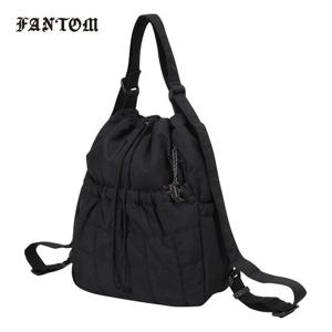 [팬텀] 여성 로고 참 솔리드 투웨이 백팩 221E2BG101_BK