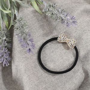 (엔젤슈슈) 크리스탈 리본 큐빅 머리끈 화이트 헤어끈