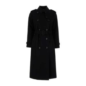 버버리 블랙 더블브레스트 벨티드 웨이스트 트렌치 코트 807941