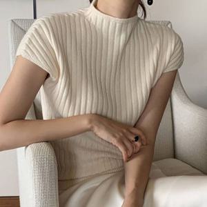 G126622_슬리브리스 골지니트 풀오버 반팔니트