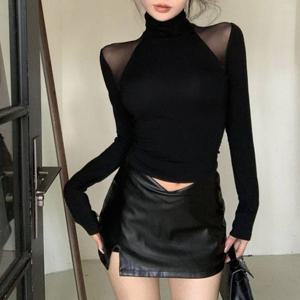 G126499_새미크롭 어깨망사 기모티셔츠