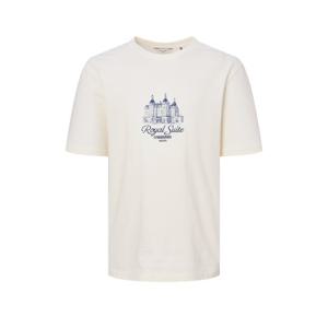 헤지스  25SS  남성 크림 로고자수 면 반팔티셔츠 HZTS5B705CR