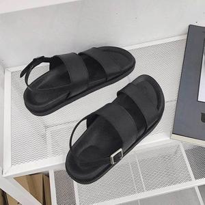 여자 가죽 샌들 블랙 스트랩 슈즈 캐주얼 데일리