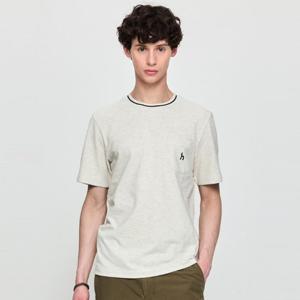 헤지스  25SS  남성 베이지 피케조직 반팔 크루넥 티셔츠 HZTS5B506I1