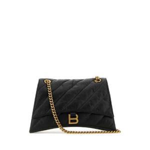 BALENCIAGA 블랙 가죽 Crush M 숄더백 716393210J1 1000