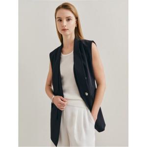 [더아이잗컬렉션]타이 포인트 메탈 베스트 재킷 (CP5A0VT521-BK)