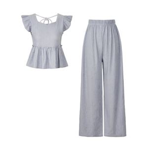 FOCUS   2SET 프릴 날개 블라우스+와이드 팬츠 PBBF5M1BL5421