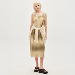LINEN STRIPE SLEEVELESS LONG DRESS_T513DS507(OV)
