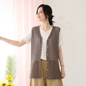 [웬디즈갤러리]조이 스카시 니트 단추 롱조끼 RKN124