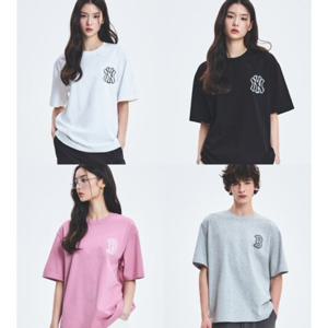 MLB 남여공용 오버핏 베이직 스트릿 로고 반팔 티셔츠 3ATSB0353