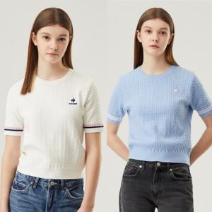[정가 159000원]르꼬끄 여성 케이블 스웨터 크롭 반팔 QP122OST13