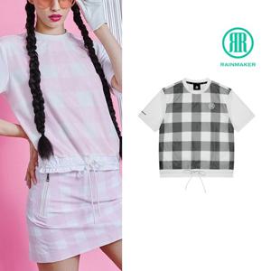 레인메이커 여성 라운드넥 깅엄 체크 반팔 티셔츠 R32WCT04