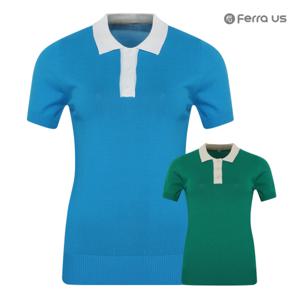 [페라어스]페라어스 여성 비비드배색 니트 골프 반팔셔츠 ATM3ME