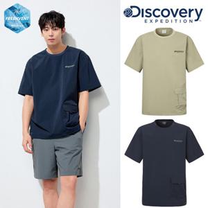 디스커버리 (DMRS8I053) 2025 S S 프레시벤트 우븐 남성 허리포켓 반팔티셔츠